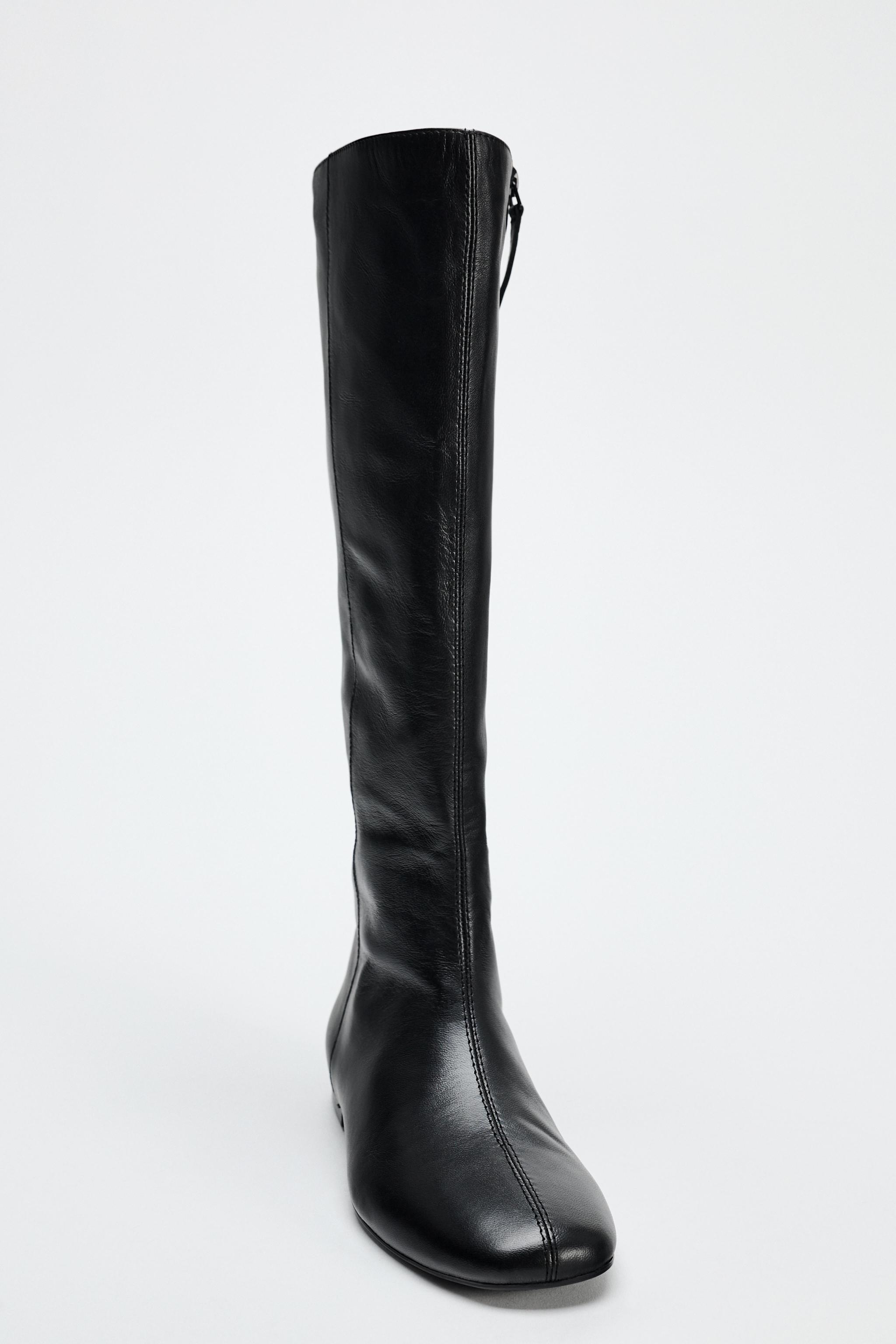 Zara black leather knee good high boots