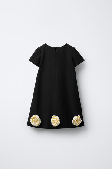 ROBE FLEURS 3D CONTRASTE - Noir de Zara - Image 1