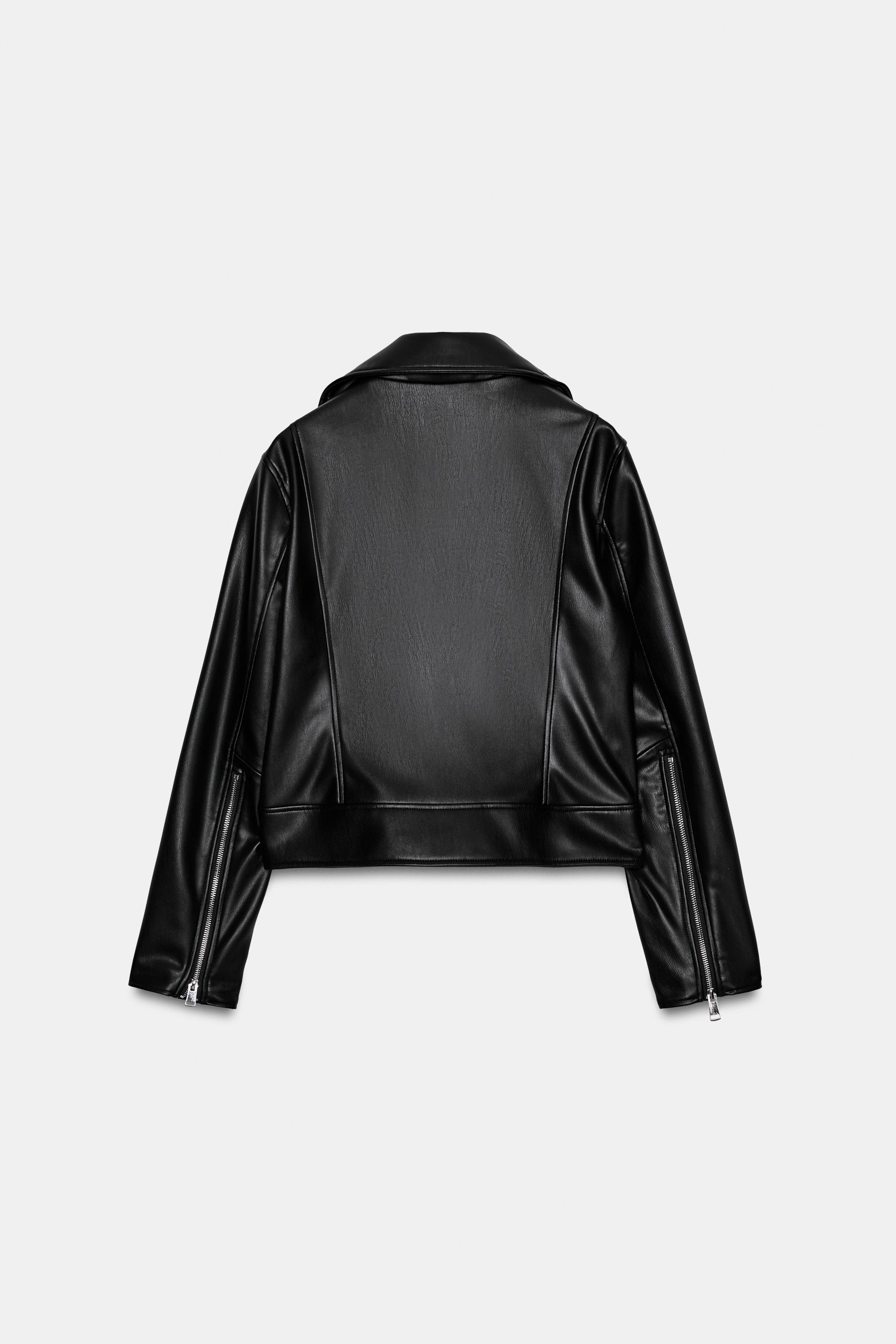 LEATHER EFFECT BIKER JACKET - Black | ZARA South Africa