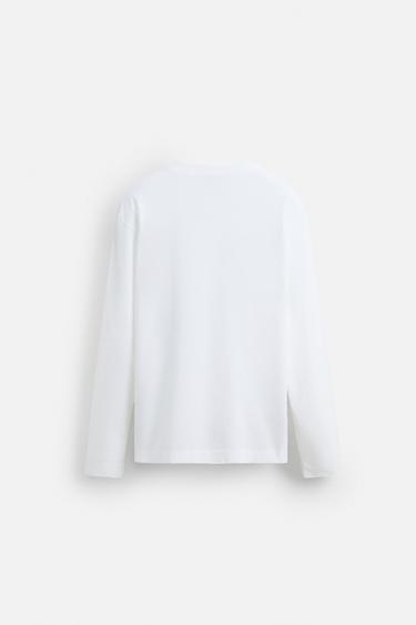BUTTON NECK T-SHIRT - White by Zara - Image 7