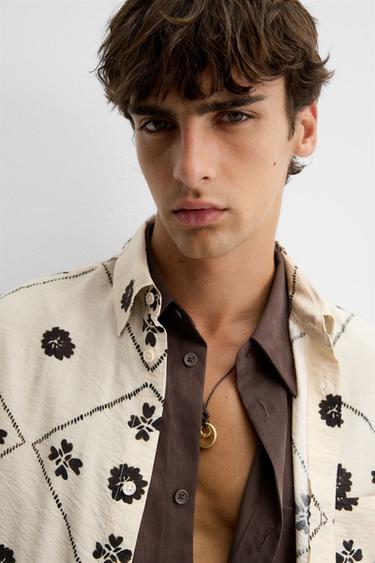 CONTRAST PRINT SHIRT - Mid-ecru by Zara - Image 5