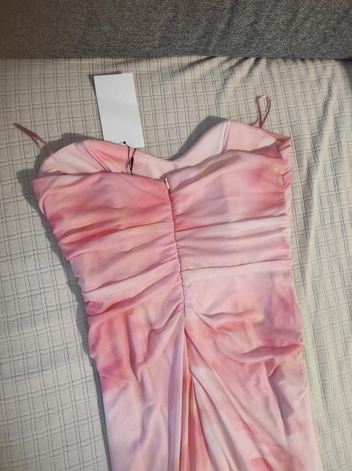 PRINTED STRAPLESS TULLE DRESS - Image 3