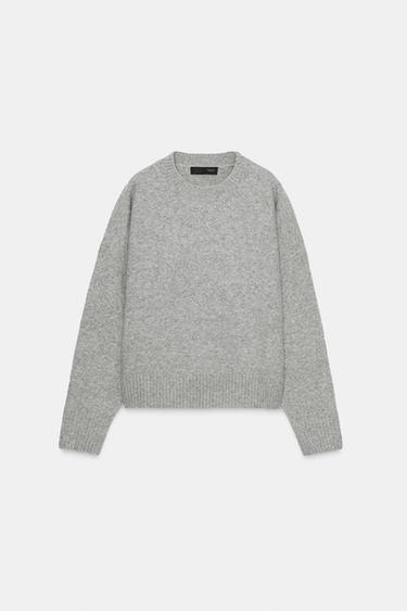 Zara SOFT BASIC KNIT SWEATER - Gray marl