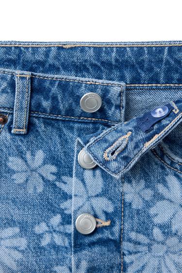 JEANS-HOSENROCK MIT BLUMEN - Blau von Zara