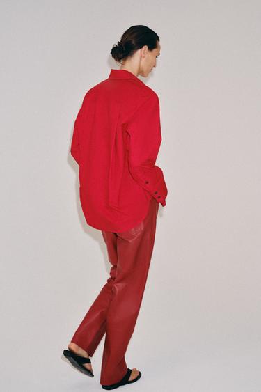 PANTALON 100% CUIR ZW COLLECTION ÉDITION LIMITÉE - Rouge de Zara - Image 3