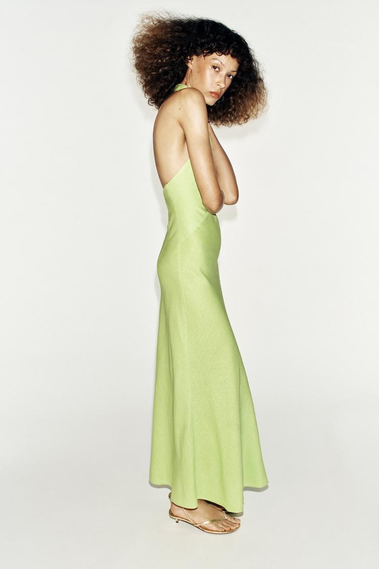 Vestido midi halter de mezcla de lino 7