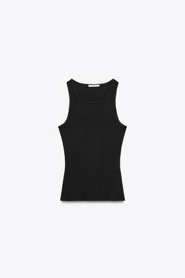 RIBBED STRAPPY TOP - Black by Zara