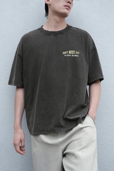 Zara 褪色印花 T 恤 - 深無煙煤色