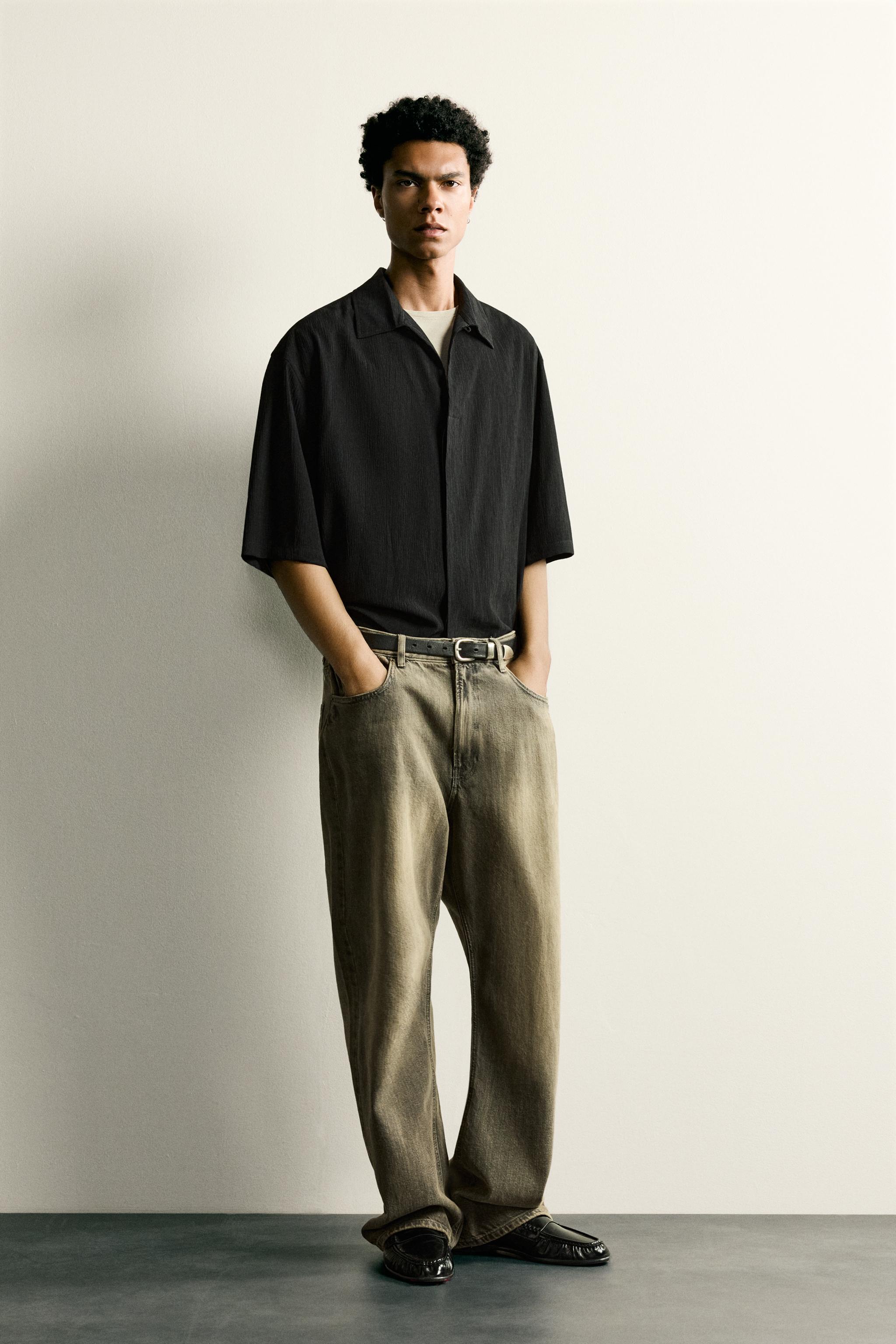  スナップボタン付きパンツTシャツ 3点セット検索LABODY テクスチャーボクシーフィットシャツ - ブラック | ZARA Japan / 日本