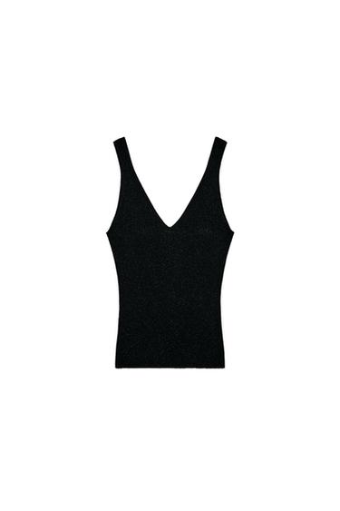 ТРИКОТАЖНЫЙ ТОП НА БРЕТЕЛЯХ — ЧЕРНЫЙ от Zara