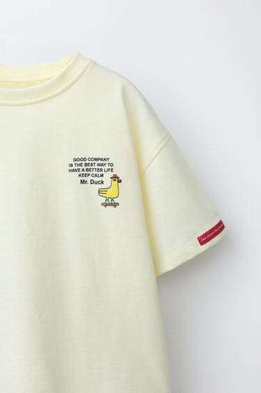 T-SHIRT À INSCRIPTION IMPRIMÉE - Jaune pastel de Zara - Image 2