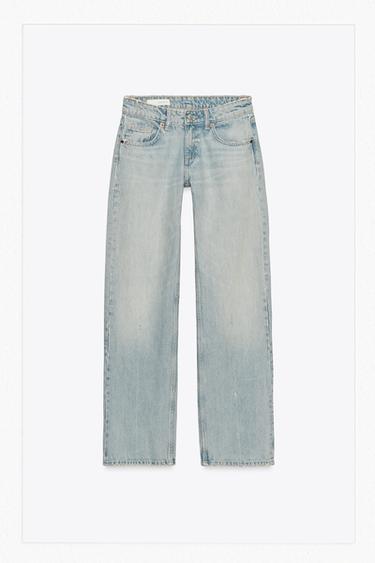 TRF WIDE-LEG LOW-RISE JEANS - Faded blue by Zara