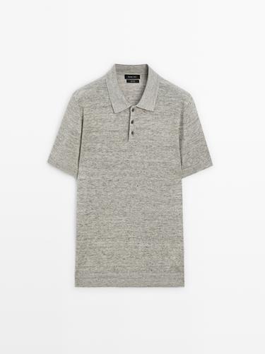 Polo melange 100% lino - Gris vigoré de Zara