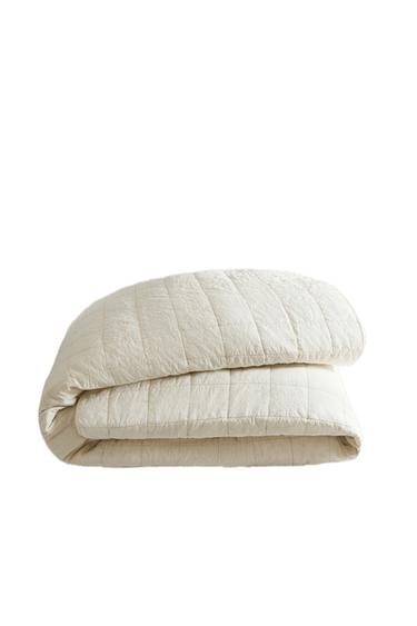WASHED COTTON QUILTED BEDSPREAD (180 THREAD COUNT) - Oyster-white by Zara