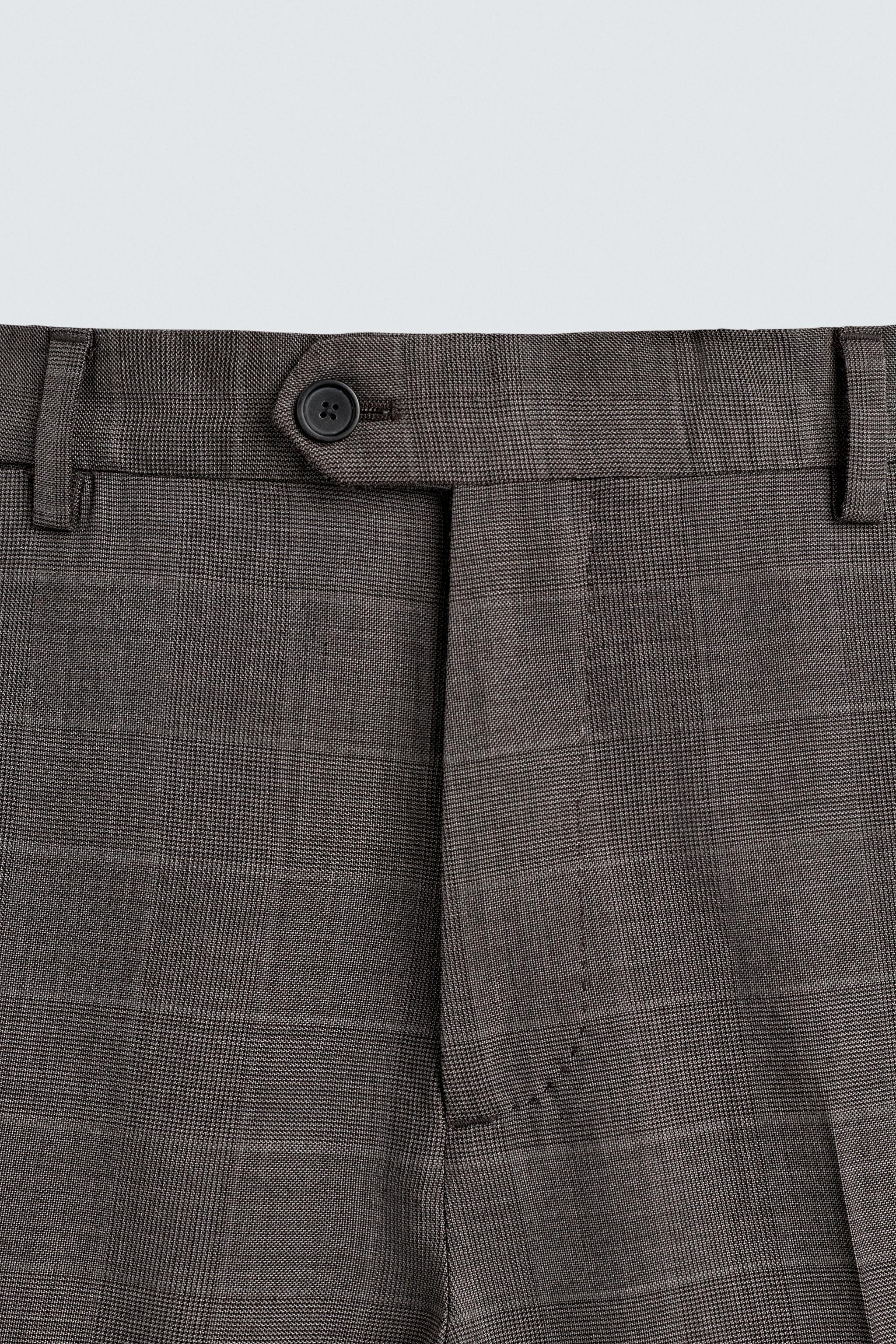PANTALON DE COSTUME À CARREAUX 100 % LAINE