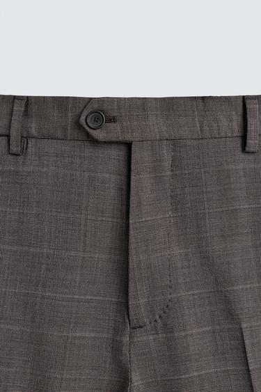 PANTALON DE COSTUME À CARREAUX 100 % LAINE - Marron de Zara - Image 6