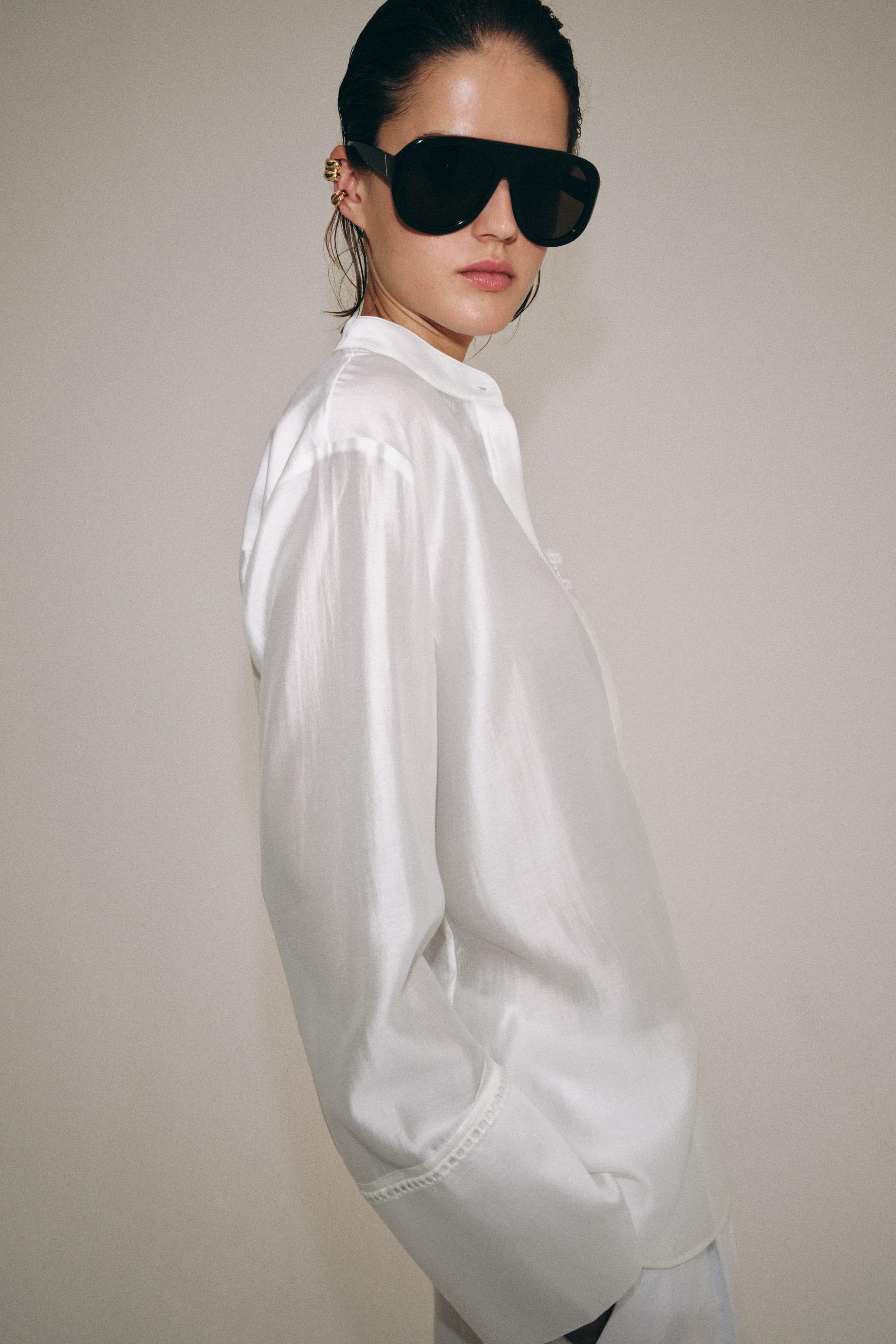 Zara İŞLEMELİ CEPLİ GÖMLEK ZW COLLECTION görsel 4