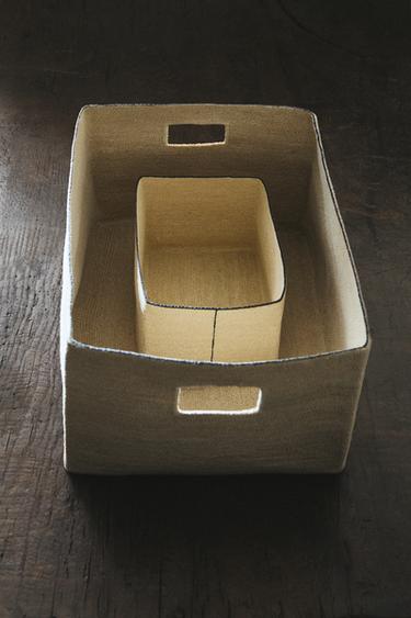 SQUARE BASKET WITH LINE - Light beige by Zara - Image 5