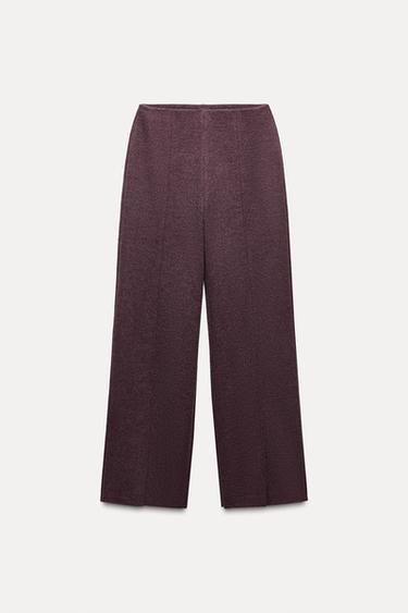 Zara SOFT STRAIGHT LEG PANTS - Burgundy