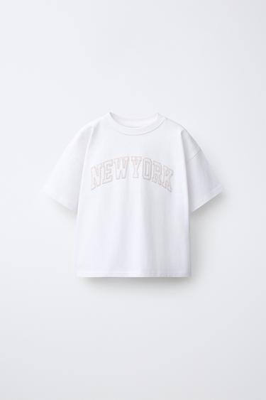 CAMISETA BORDADO CIUDADES - Blanco de Zara