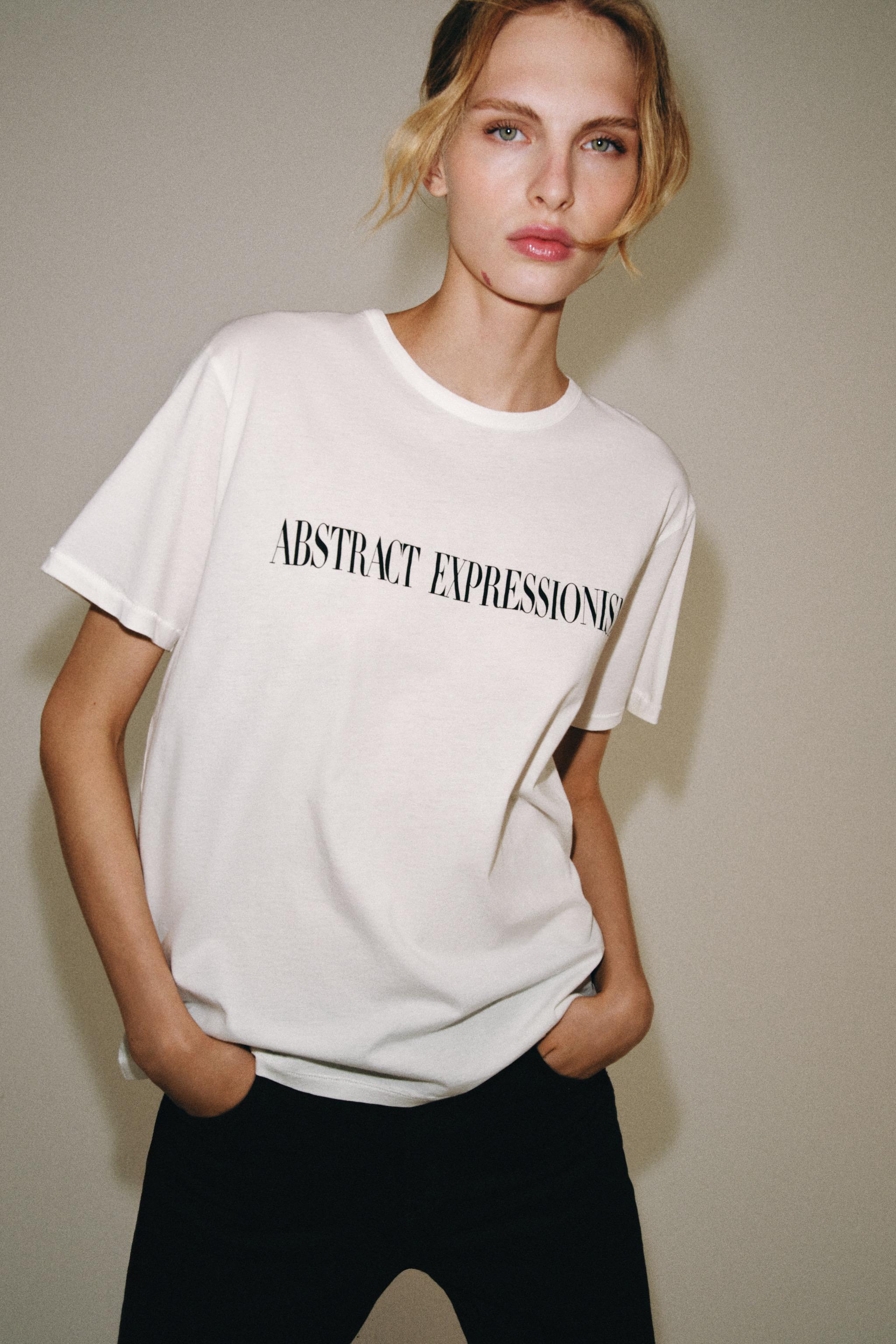 Zara TEXT PRINT OVERSIZED T-SHIRT — фото 2