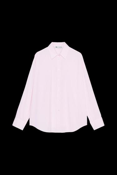Zara STRIPED POPLIN SHIRT - Pink - Image 0