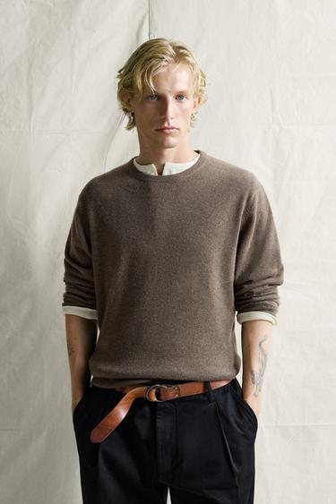 100% CASHMERE REGULAR FIT JUMPER - brown vigore by Zara