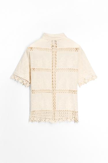 ZW COLLECTION COMBINED CROCHET BLOUSE - Ecru by Zara - Image 1