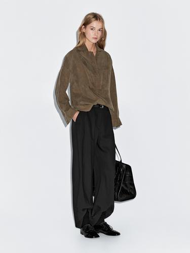 Blusa pechera con cremallera - Marrón de Zara - Imagen 0