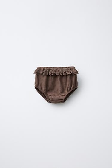 EMBROIDERED LACE BRIEFS - Brown by Zara