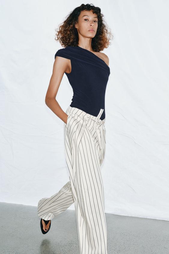 ASYMMETRIC RUCHED BODYSUIT