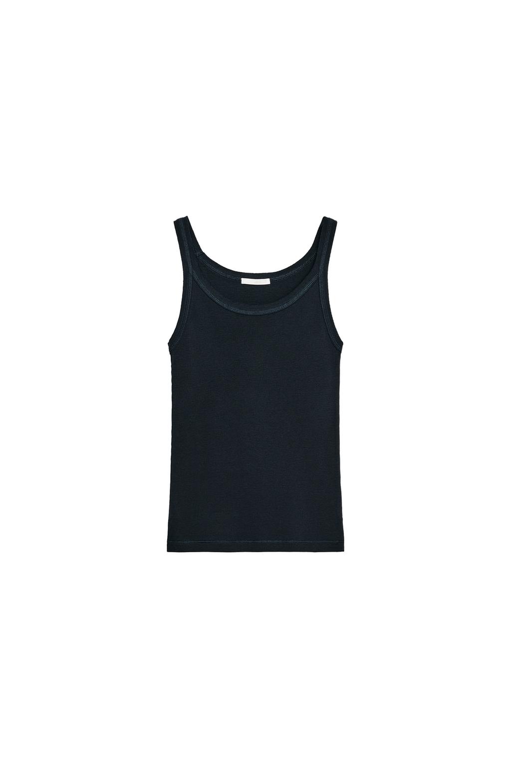 COTTON RIBBED STRAP TOP - image 3