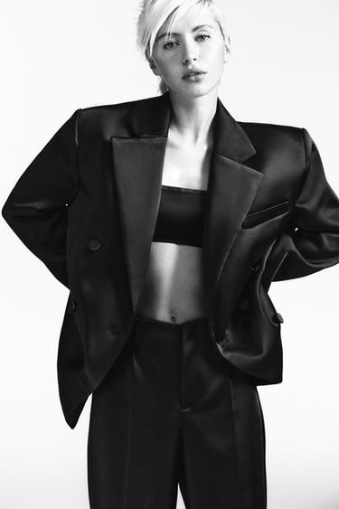 SATIN POCKET BLAZER - Black by Zara