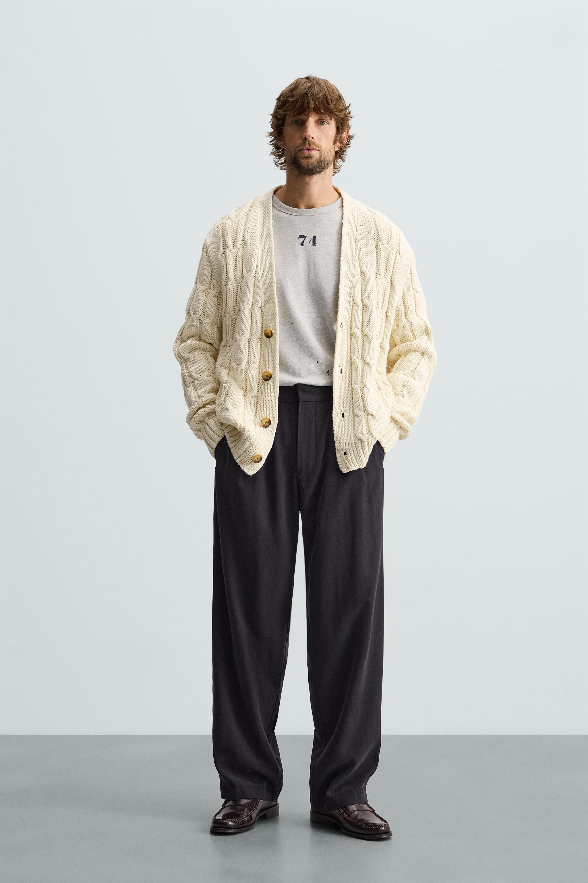 CARDIGÃ COM ESTRUTURA TRANÇADA - Cru | ZARA Brasil