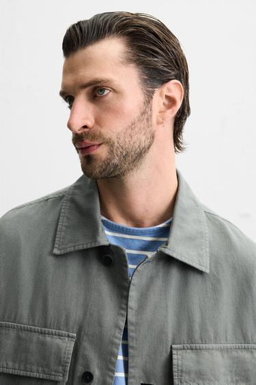 VESTE LIN - COTON POCHES - Gris de Zara - Image 5