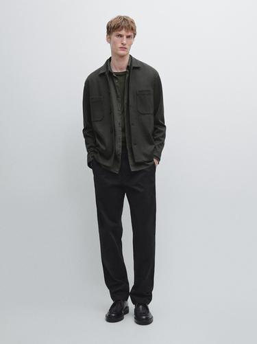 Zara Overshirt with buttoned pockets - Khaki - Image 0