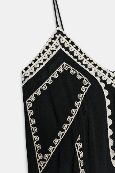 ROBE LONGUE BRODERIES ZW COLLECTION - Noir / Blanc de Zara - Image 7