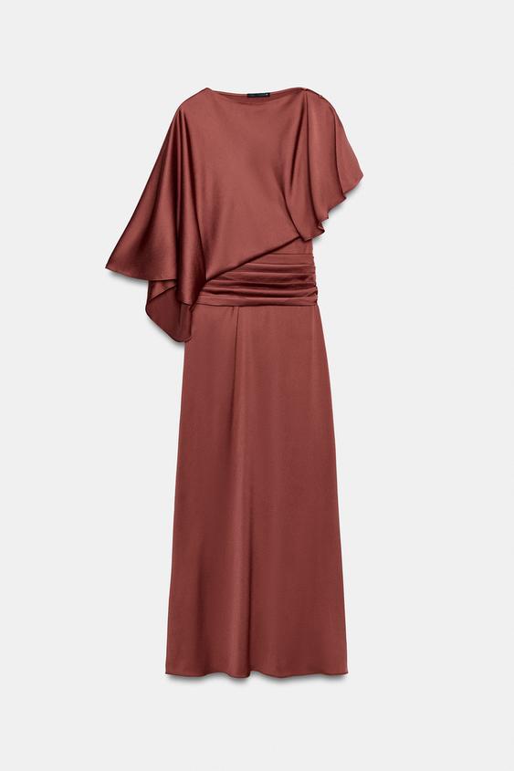 ROBE LONGUE SATINÉE ZW COLLECTION - Rose foncé | ZARA France