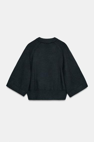 KNIT JUMPER WITH WIDE SLEEVES - Navy blue by Zara - Image 6