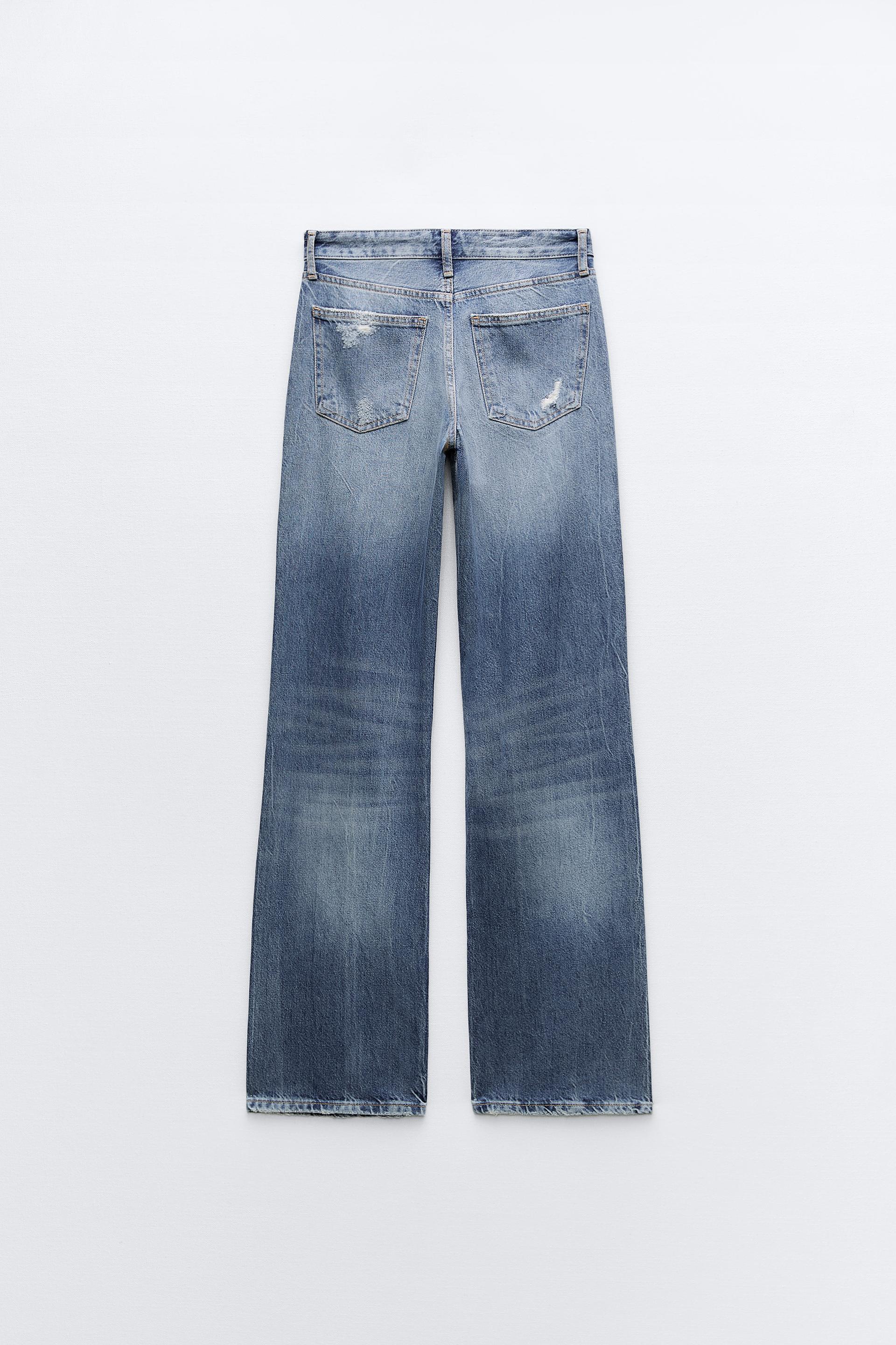 DECONSTRUCTED TRF WIDE LEG JEANS WITH A MID WAIST - Blue