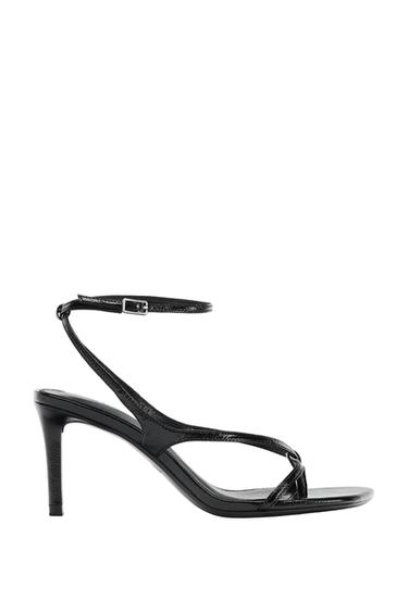 LEATHER HIGH-HEEL SANDALS - Black by Zara