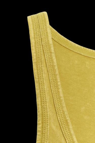 TRÄGER-T-SHIRT AUS FESTEM STOFF - Zitronengelb von Zara