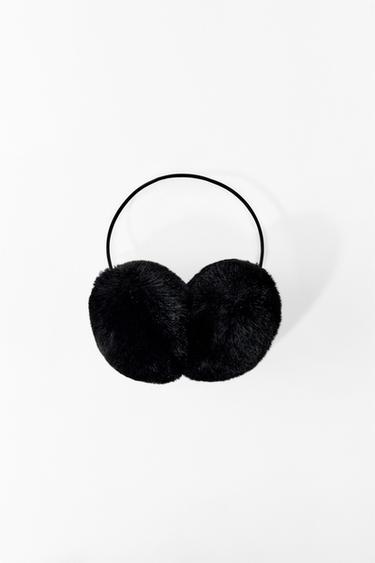 OHRENWÄRMER AUS KUNSTFELL MIT SCHLEIFE - Schwarz von Zara