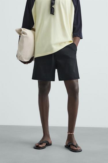 Zara COTTON - LYOCELL SHORTS - Black