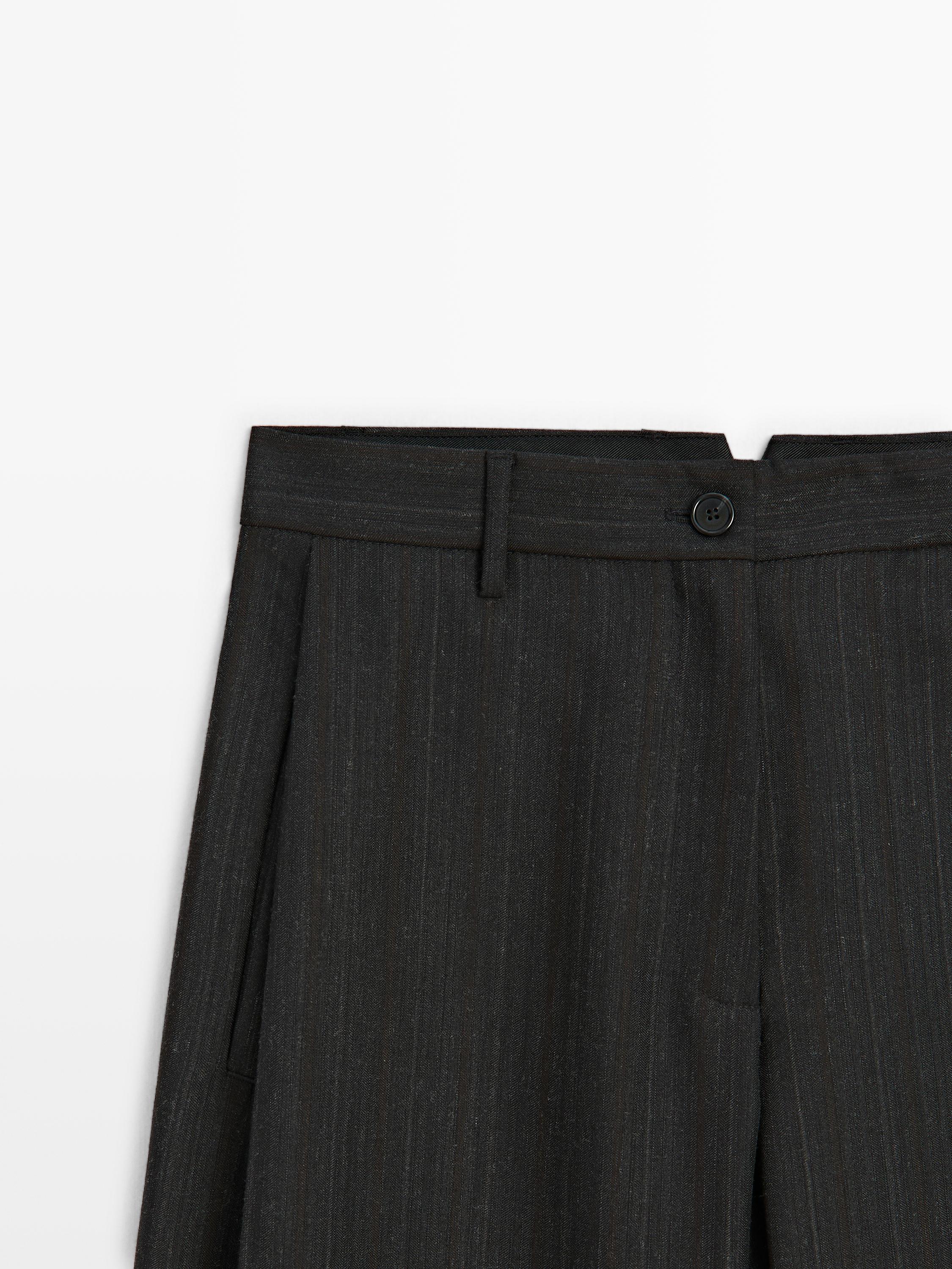 Striped wool blend wide-leg trousers