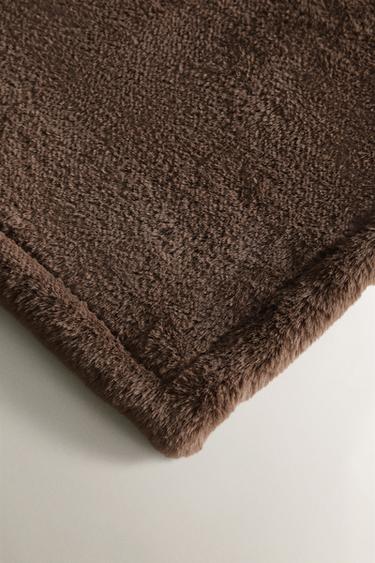 PLAID FOURRURE DOUBLE FACE - Marron clair de Zara - Image 1