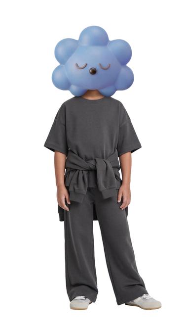 Zara WIDE LEG INTERLOCK RAISED TEXT PANTS - Dark anthracite