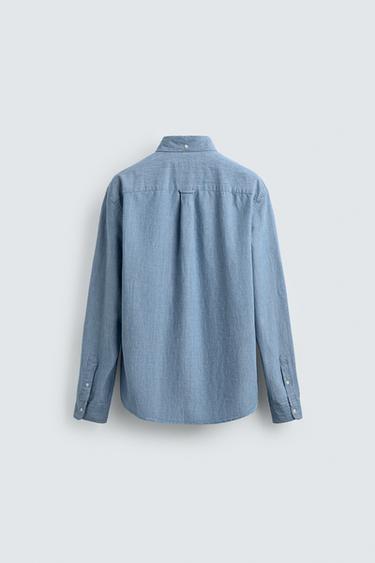 CHEMISE REGULAR FIT CHAMBRAY - Indigo de Zara - Image 7