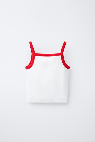 CHERRY CUT-OUT RIBBED TOP - White by Zara - Image 1