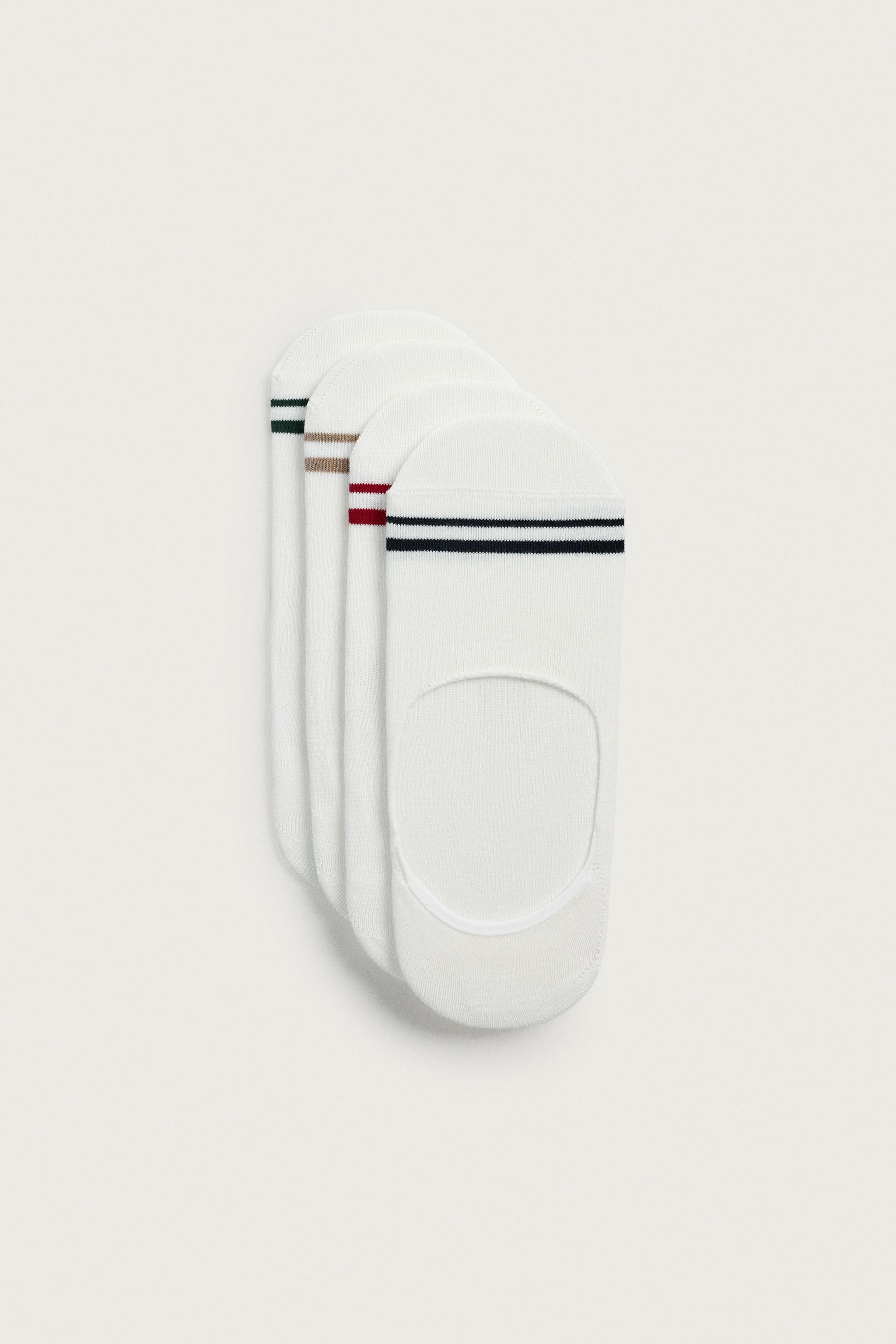 PACK OF 4 STRIPED INVISIBLE SOCKS — White